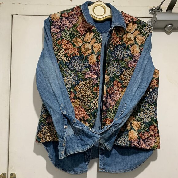 VINTAGE SUTTLES & SEAWINDS FLORAL PRINT VESTS SIZE L - Picture 6 of 9